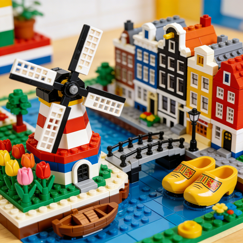 Dutch Windmill and Canal Street Building Block Set